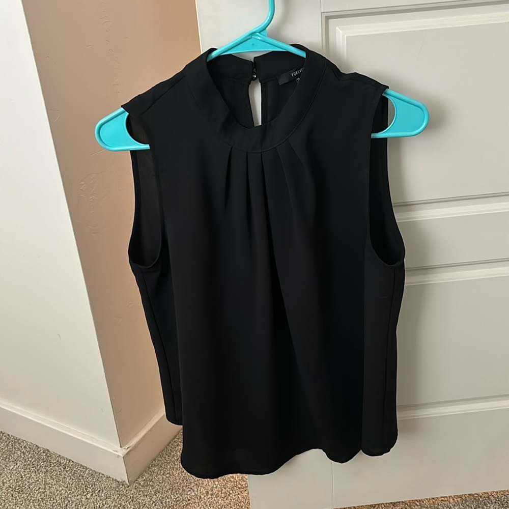 Forever 21 Sheer Black Collarneck Blouse Size Medium